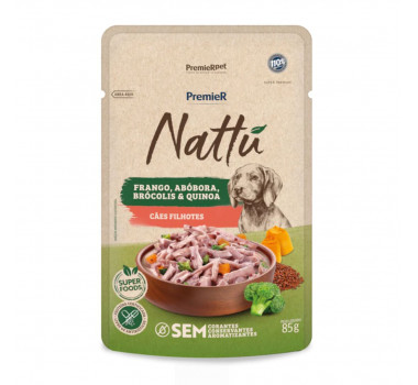 Ração Úmida Nattu Gourmet Cães Filhotes Frango/Abóbora 85 gr.