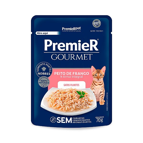 Ração Úmida Premier Gourmet Gatos Filhote Frango 70 gr.