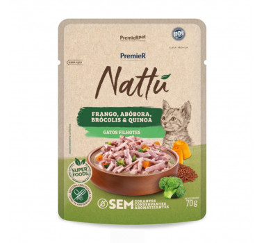 Ração Úmida PremieR Nattu Gatos Filhotes Frango/Abóbora 70 gr.