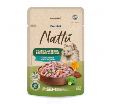 Ração Úmida PremieR Nattu Gourmet Cães Adultos Porte Pequeno Frango/Abobora 85 gr.
