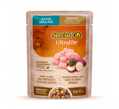 Ração Úmida Special Cat Ultralife Gatos Adultos Frango c/ Batata-Doce Sachê 85 g
