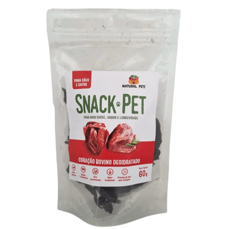 Snack Natural Pet´s p/ Cães e Gatos Coração Bovino Desidratado 60G