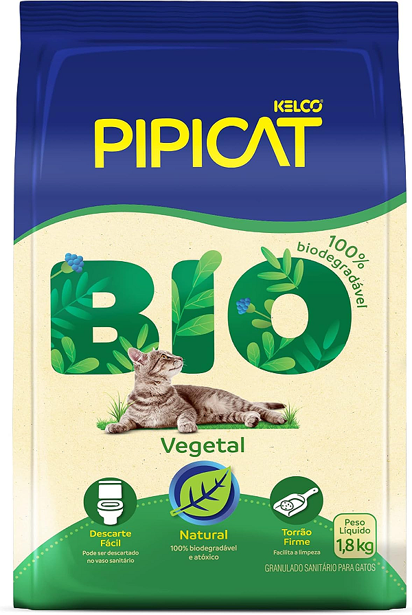 Areia Higiênica Pipicat Biodegradável Vegetal  1,8 kg