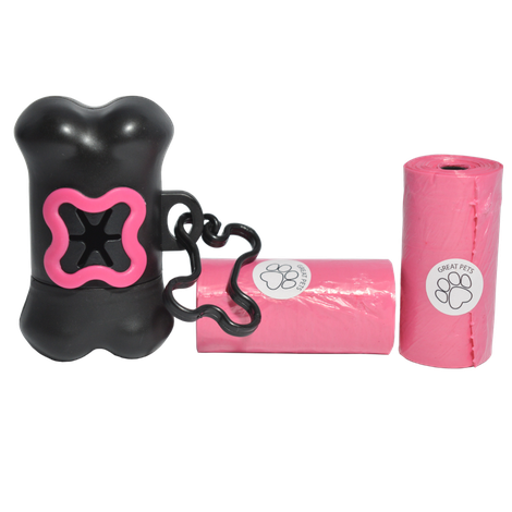 Kit Dispenser Great Pets + 2 Sacolas Higiênicas  Cor Rosa