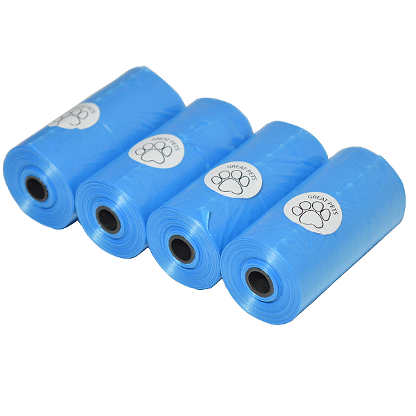 Kit Sacola Higiênica c/ 4 rolos de 20 sacolinhas por rolo Cor Azul