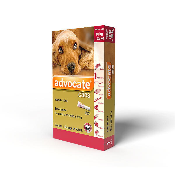 Advocate Antiparasitário p/ Cães de 10 a 25 kg 2,5 ml c/ 1 Bisnaga
