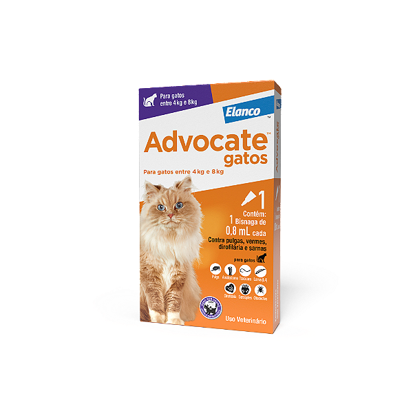 Advocate Antiparasitário p/Gatos de até 4 kg 0,4 ml c/ 1 Bisnaga