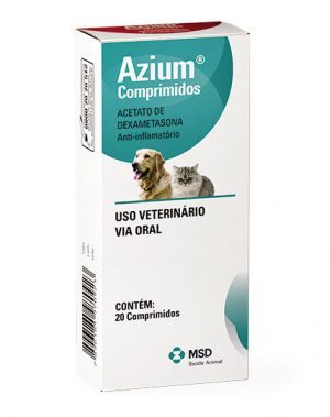 Azium Anti-inflamatório Esteroidal Acetato de Dexametasona p/ Cães e Gatos c/ 20 compr