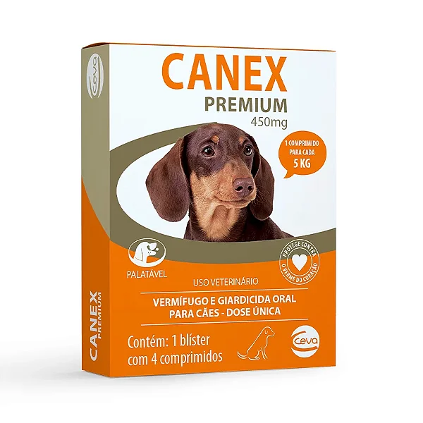 Canex Premiun Endoparasiticida Ivermectina Praziquantel Febantel p/ Cães 5 kg 450 mg