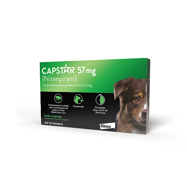 Capstar Ectoparasiticida Nitenpiram p/ Cães 57,0 mg c/ 1 comprimido
