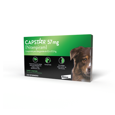 Capstar Ectoparasiticida Nitenpiram p/ Cães 57,0 mg c/ 1 comprimido