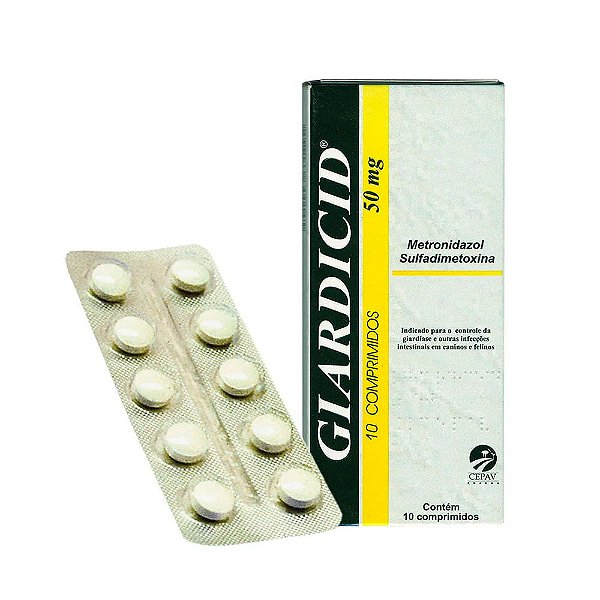 Giardicid Endoparasiticida, Antibacteriano p/ Cães e Gatos 50 mg c/ 10 comprimidos