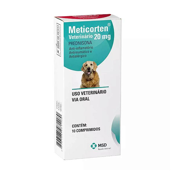 Meticorten Anti-inflamatório Esteroidal Imunossupressor p/ Cães e Gatos 20 mg c/ 10 comprimidos