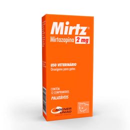 Mirtz Estimulante de Apetite Mirtazapina p/ Gatos 2 mg c/ 12 comprimidos