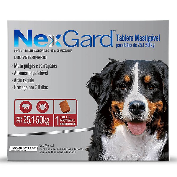 NexGard  Ectoparasiticida Afoxolaner p/ Cães Acima de 25 kg Sabor Carne c/ 1 Tablete Mastigavel