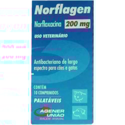 Norflagen Antibacteriante Norfloxacino p/ Cães e Gatos 200 mg c/ 10 comprimidos
