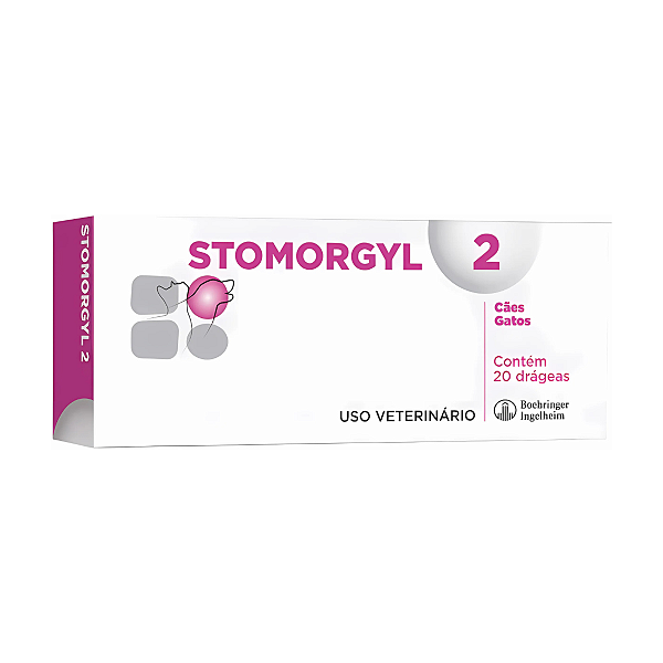 Stomorgyl 2 Antibacteriano Antimicrobiano Espiramicina Metronidazol p/ Cães e Gatos c/ 20 Drágea