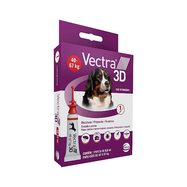 Vectra 3D Ectoparasiticida Anti-Pulgas e Carrapatos p/ Cães de 40/67 kg