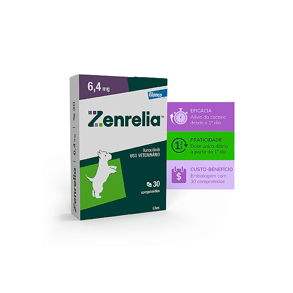 Zenrelia Dermatológico 6,4 mg p/ Cães Apartir de 12 Meses c/ 30 Comprimidos