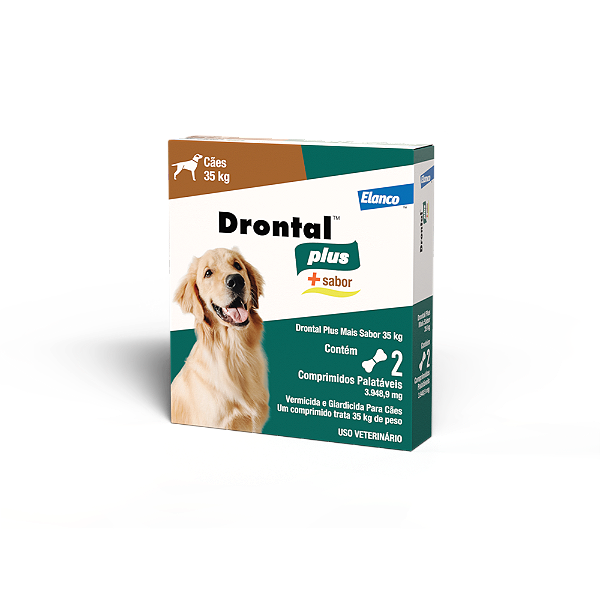 Drontal Plus Sabor Carne Endoparasiticida p/Cães ate 35kg c/ 2 comprimidos