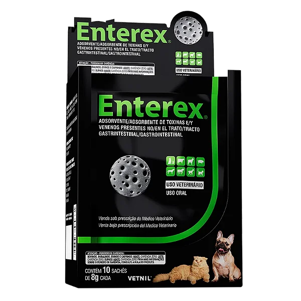 Enterex Antitóxico Carvão Ativado p/ Cães e Gatos Sache 8 g