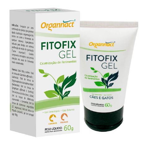 Fitofix Gel, Cicatrização de Ferimentos à Base de Barbatimão/Aloe Vera/Própolis p/ Cães e Gatos 60gr