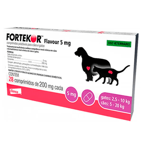 Fortekor Flavour Vascular p/ Cães e Gatos de 5mg  c/ 28 comprimidos