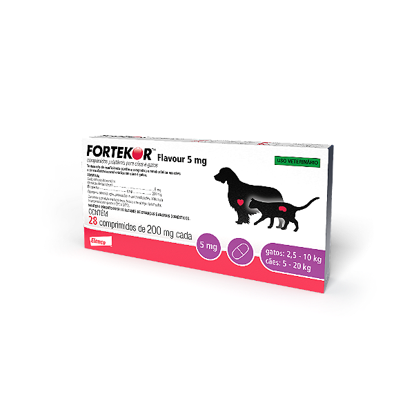Fortekor Flavour Vascular p/ Cães e Gatos de 5mg  c/ 28 comprimidos