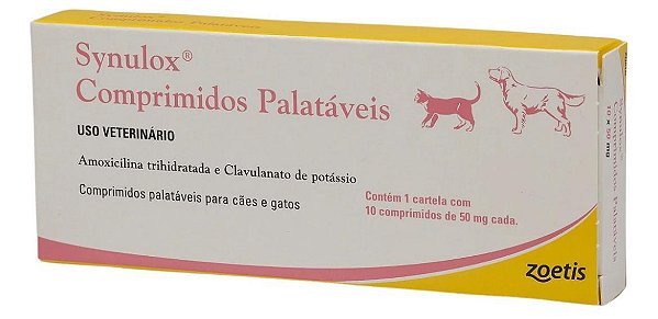 Synulox p cães/gatos c/ 10 compr de 50 mg cada