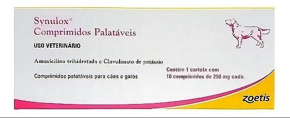 Synulox p/cães/gatos c/10 compr de 250g cada