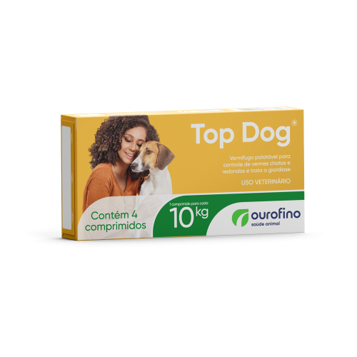 Top Dog Vermífugo Palatável p/ Cães de 10 kg c/ 4 comprimidos