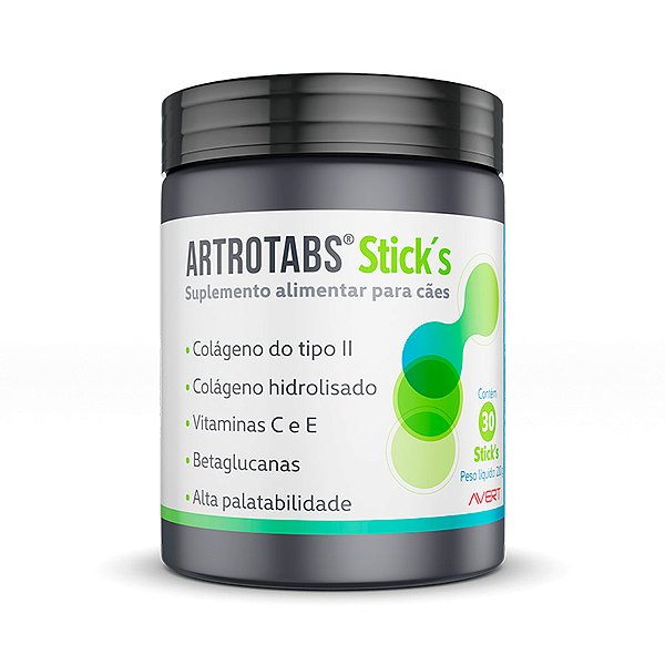 Artrotabs Stick's Suplemento Colágeno de Frango p/ Cães c/ 30 Comprimidos