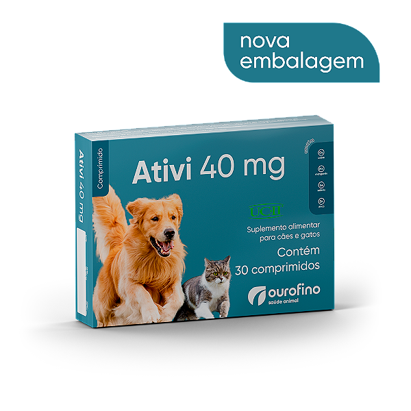 Ativi Suplemento Colágeno p/ Cães e Gatos 40 mg c/ 30 comprimidos
