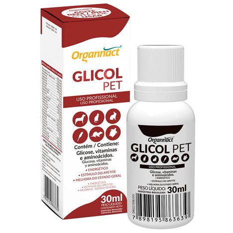 Glicol Pet Suplemento Glicose Aminoácidos p/ Cães e Gatos 30 ml