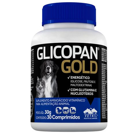Glicopan Gold Suplemento p/Cães e Gatos c/30 Comprimidos