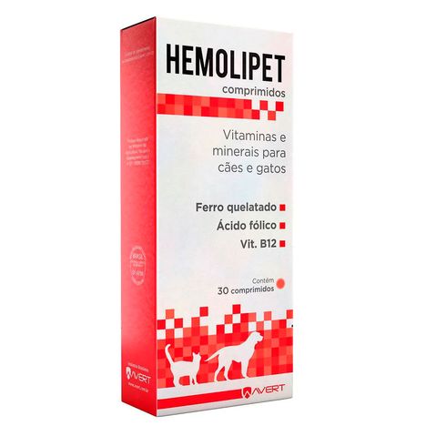 Hemolipet Suplemento Vitamina Minerais p/ Cães e Gatos c/30 Comprimidos