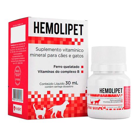 Hemolipet Suplemento Vitamínico Mineral p/ Cães e Gatos 30 ml