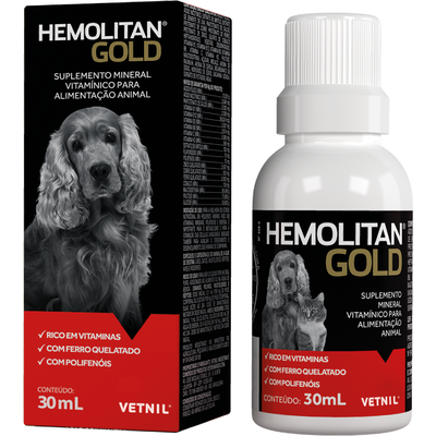 Hemolitan Gold Suplemento p/ Cães e Gatos Liquido 30 ml
