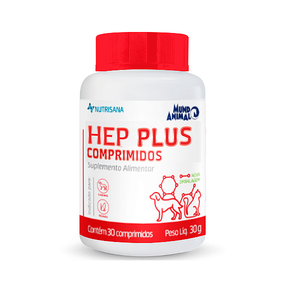 Hep Plus Suplemento, Hepatoprotetor p/ Cães e Gatos 30g c/ 30 Comprimidos