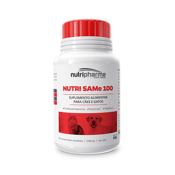 Nutri SAMe 100 Suplemento p/ Cães e Gatos  c/ 30 comprimidos
