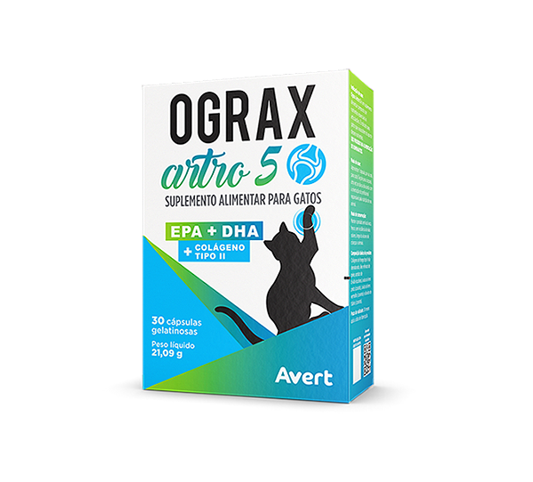Ograx Artro 5 Suplemento Colágeno Frango p/ Gatos c/ 30 capsula