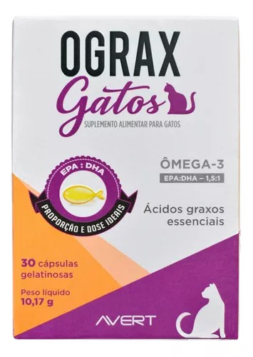 Ograx Gatos Suplemento Ômega 3 p/ Gatos c/30 capsula