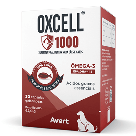Oxcell 1000 para caes e gatos c/ 30 caps.