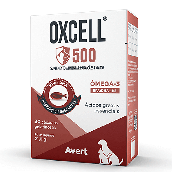 Oxcell 500 para caes e gatos c/ 30 caps.