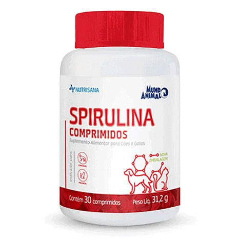 Spirulina Nutrisana Suplemento p/ Cães e Gatos c/ 30 comprimidos