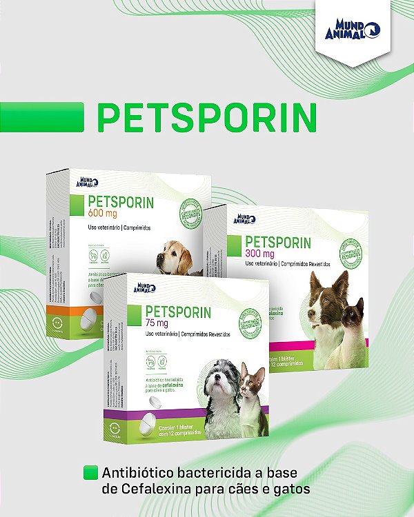 Petsporin Antibacteriano Cefalexina Monohidratada c/ 12 Comprimidos