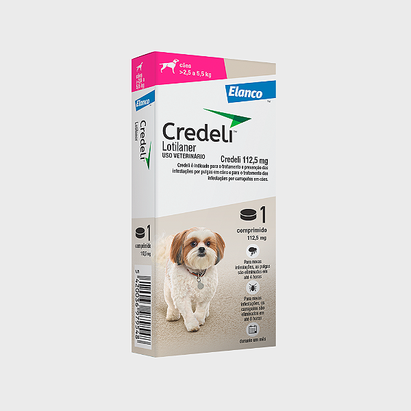 Credeli Ectoparasiticida Lotilaner p/ Cães de 2,5 a 5,5 kg 112,5 mg