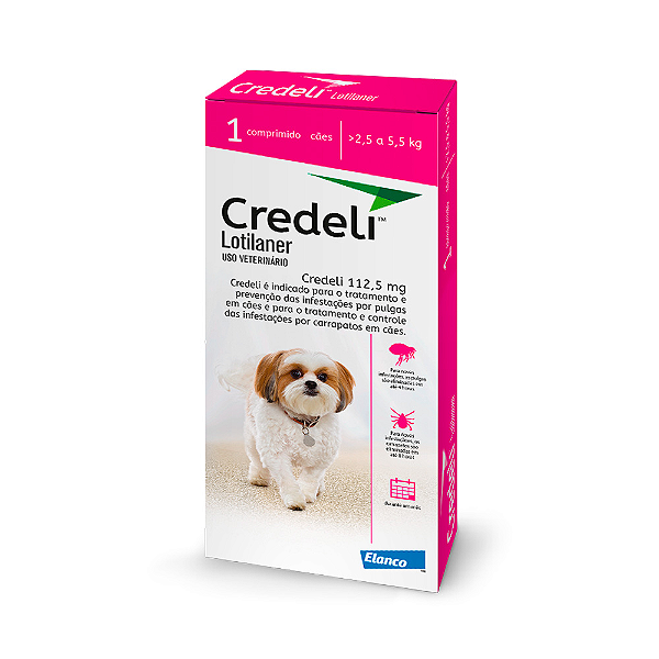 Credeli Ectoparasiticida Lotilaner p/ Cães de 2,5 a 5,5 kg 112,5 mg