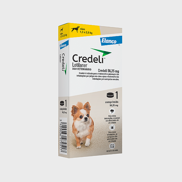 Credeli Ectoparasiticida Lotilaner p/Cães de 1,3 a 2,5 kg 56,25 mg