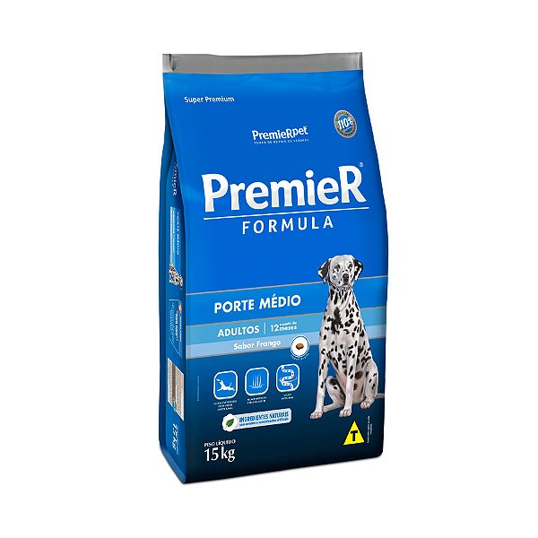 Ração Premier Formula p/ Cães Adultos Raças Médias Sabor Frango